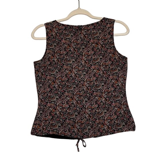 Versatile Vtg Silk Brown S Shell Paisley Top Quiet Luxury, Granny core Boho Chic - Picture 4 of 8